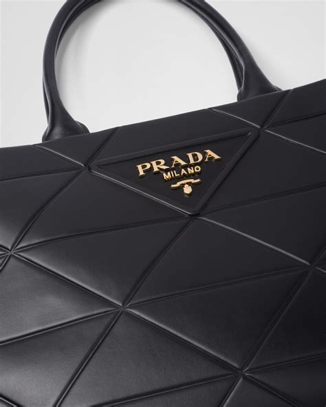 large leather prada symbole bag with topstitching|Large Leather Prada Symbole Bag With Topstitching.